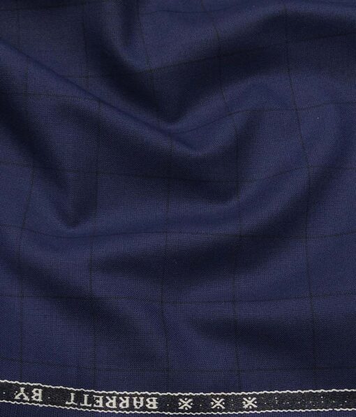 Combo of Raymond Denim Blue Checks Trouser Fabric With Exquisite White base Blue Structured Cotton Blend Shirt Fabric (Unstitched)