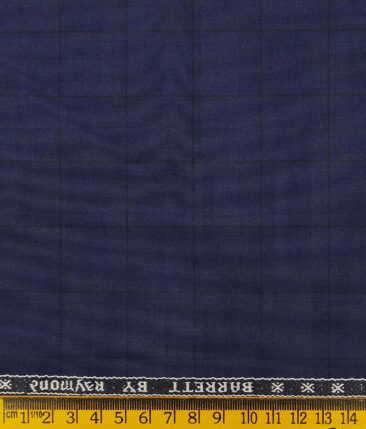 Combo of Raymond Denim Blue Checks Trouser Fabric With Exquisite White base Blue Structured Cotton Blend Shirt Fabric (Unstitched)