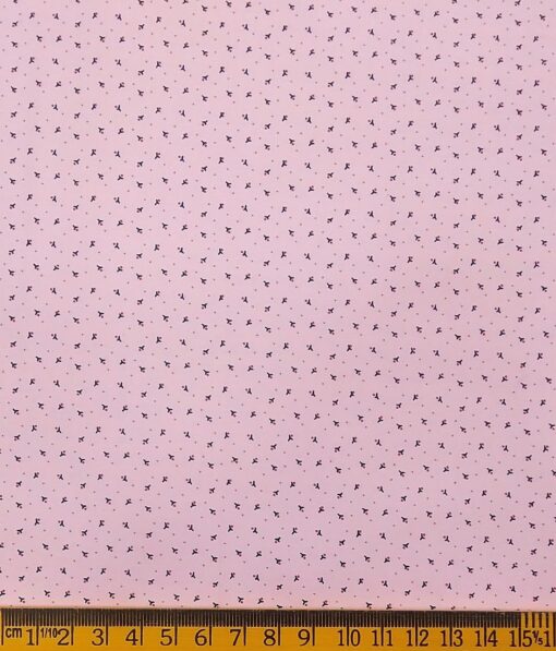 Combo of Raymond Dark Purple Checks Trouser Fabric With Arvind Pink 100% Cotton Printed Shirt Fabric (Unstitched)