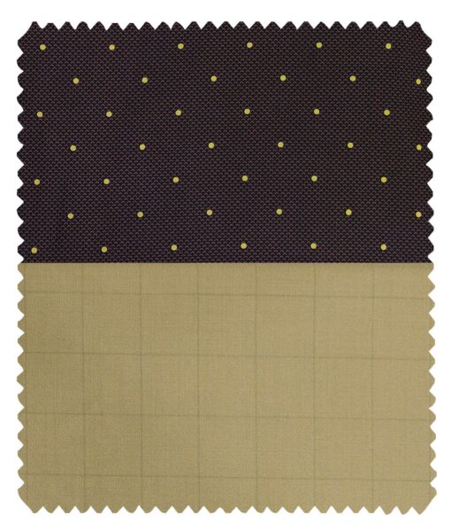 Combo of Raymond Beige Self Checks Trouser Fabric With Exquisite Dark Purple 100% Cotton Printed Shirt Fabric (Unstitched)