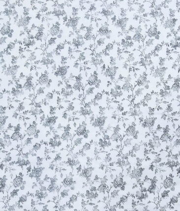 Combo of Raymond Blackish Grey Self Design Trouser Fabric With Exquisite White 100% Cotton Printed Shirt Fabric (Unstitched)