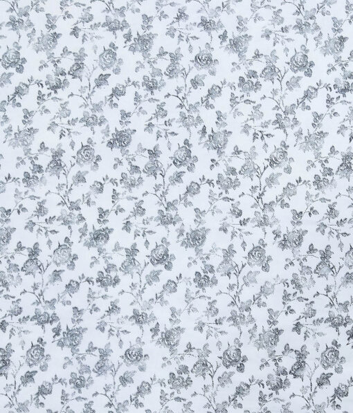 Combo of Raymond Blackish Grey Self Design Trouser Fabric With Exquisite White 100% Cotton Printed Shirt Fabric (Unstitched)