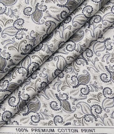 Combo of Raymond Sage Green Self Checks Trouser Fabric With True Value White base Floral Print 100% Cotton Shirt Fabric (Unstitched)