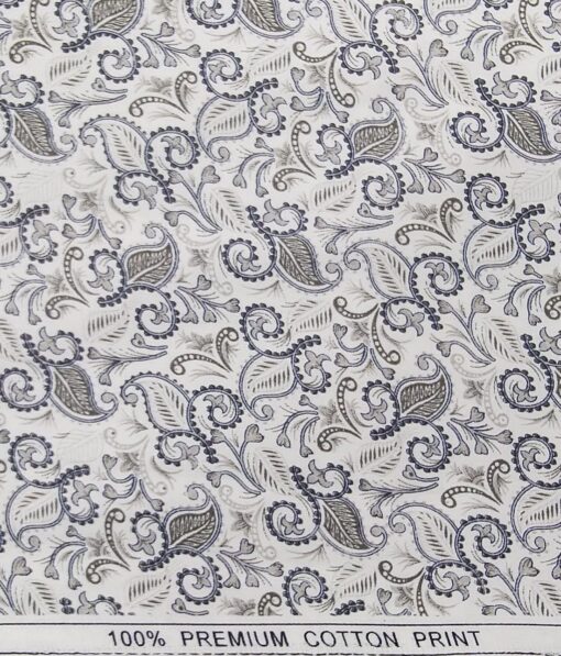 Combo of Raymond Sage Green Self Checks Trouser Fabric With True Value White base Floral Print 100% Cotton Shirt Fabric (Unstitched)