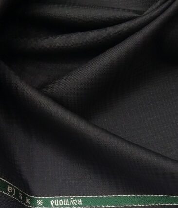 Combo of Raymond Black Self Checks Trouser Fabric With Exquisite White 100% Cotton Printed Shirt Fabric (Unstitched)