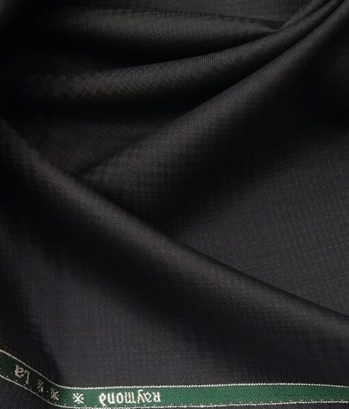 Combo of Raymond Black Self Checks Trouser Fabric With Exquisite White 100% Cotton Printed Shirt Fabric (Unstitched)