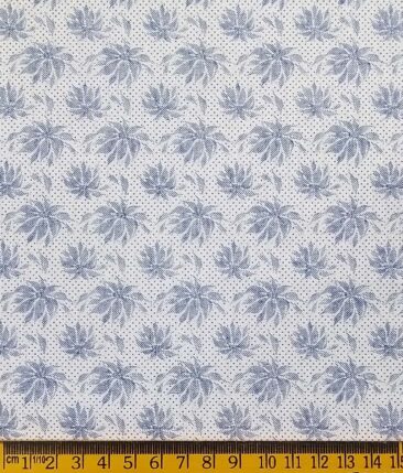 Combo of Raymond Aegean Blue Checks Trouser Fabric With Exquisite White 100% Cotton Blue Printed Shirt Fabric (Unstitched)