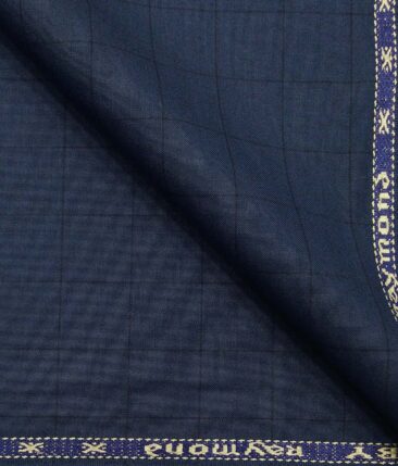 Combo of Raymond Aegean Blue Checks Trouser Fabric With Exquisite White 100% Cotton Blue Printed Shirt Fabric (Unstitched)