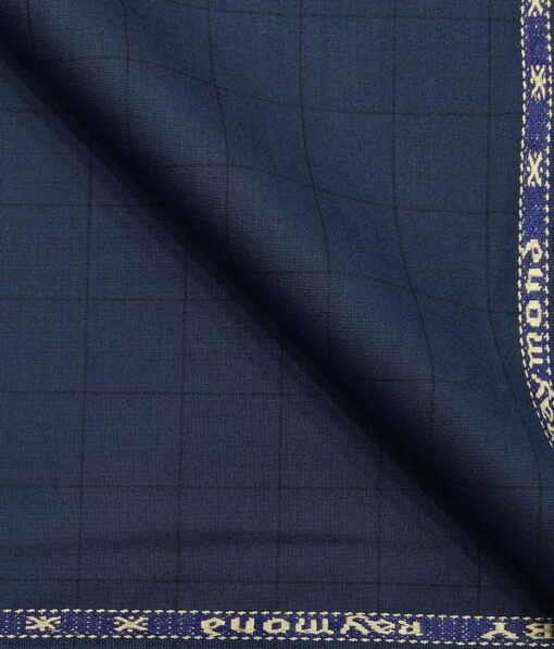 Combo of Raymond Aegean Blue Checks Trouser Fabric With Exquisite White 100% Cotton Blue Printed Shirt Fabric (Unstitched)