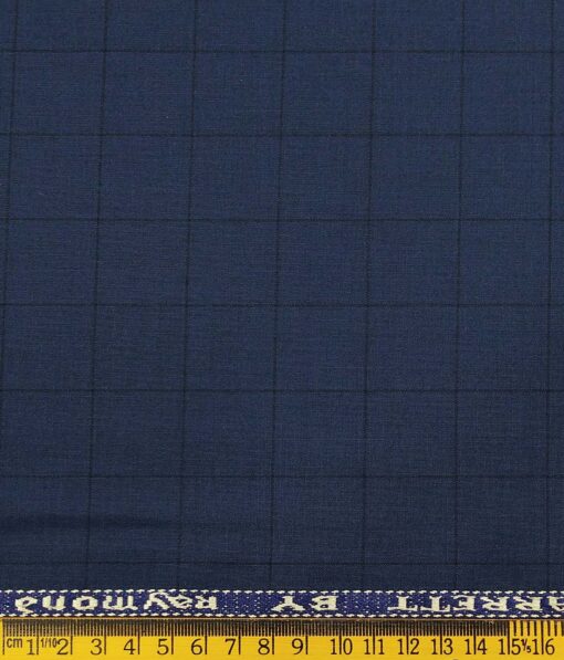 Combo of Raymond Aegean Blue Checks Trouser Fabric With Exquisite White 100% Cotton Blue Printed Shirt Fabric (Unstitched)