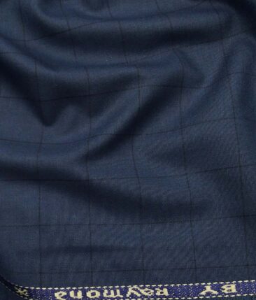 Combo of Raymond Aegean Blue Checks Trouser Fabric With Exquisite White 100% Cotton Blue Printed Shirt Fabric (Unstitched)