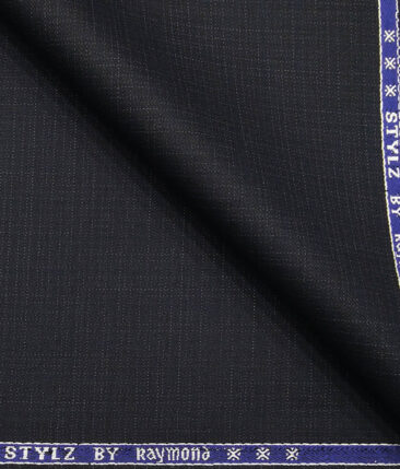 Combo of Raymond Dark Blue Self Design Trouser Fabric With Monza Off-White 100% Cotton Printed Chambray Shirt Fabric (Unstitched)