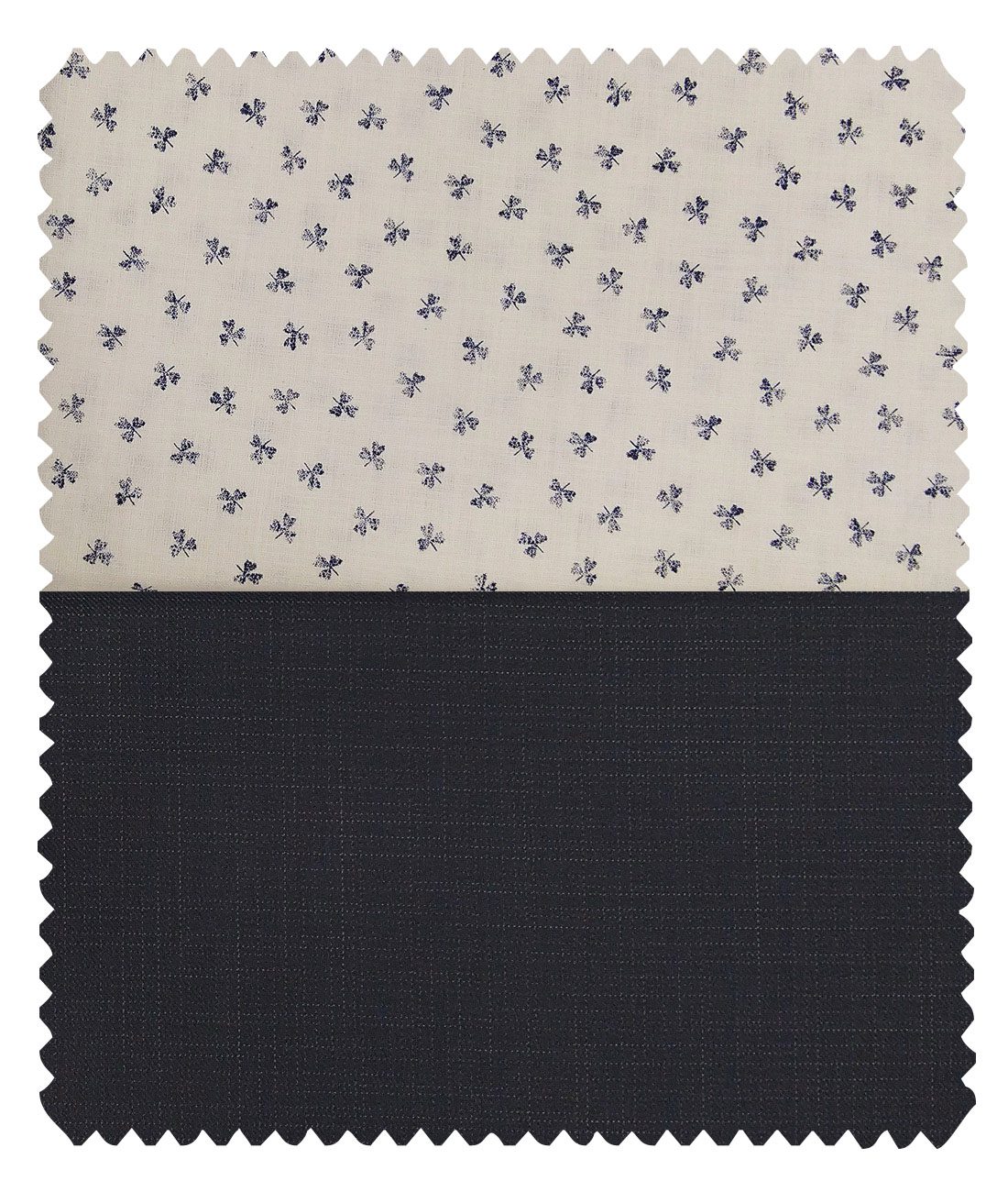 Combo of Raymond Dark Blue Self Design Trouser Fabric With Monza Off-White 100% Cotton Printed Chambray Shirt Fabric (Unstitched)