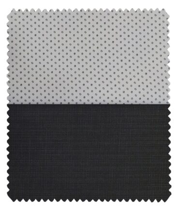 Combo of Raymond Blackish Grey Self Design Trouser Fabric With Nemesis Light Grey 100% Giza Cotton Printed Shirt Fabric (Unstitched)