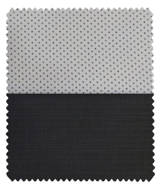 Combo of Raymond Blackish Grey Self Design Trouser Fabric With Nemesis Light Grey 100% Giza Cotton Printed Shirt Fabric (Unstitched)