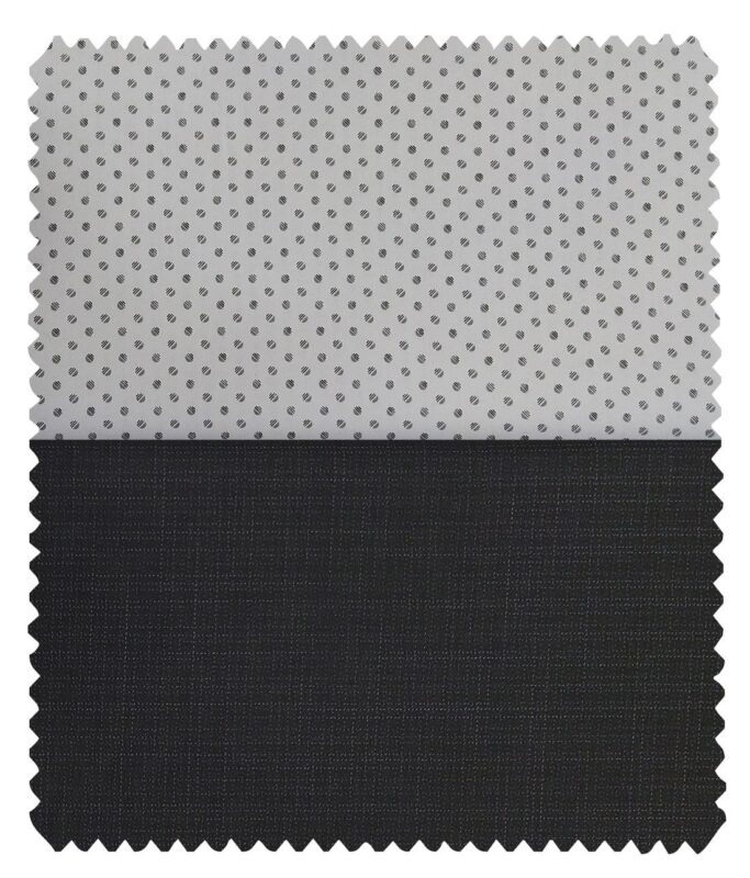 Combo of Raymond Blackish Grey Self Design Trouser Fabric With Nemesis Light Grey 100% Giza Cotton Printed Shirt Fabric (Unstitched)