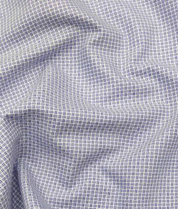 Combo of Raymond Dark Blue Broad Checks Trouser Fabric With Exquisite White Cotton Blend Structured Shirt Fabric (Unstitched)