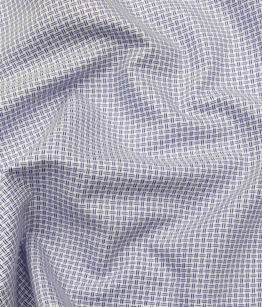Combo of Raymond Dark Blue Broad Checks Trouser Fabric With Exquisite White Cotton Blend Structured Shirt Fabric (Unstitched)