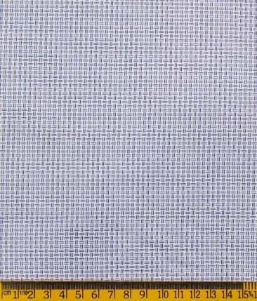 Combo of Raymond Dark Blue Broad Checks Trouser Fabric With Exquisite White Cotton Blend Structured Shirt Fabric (Unstitched)