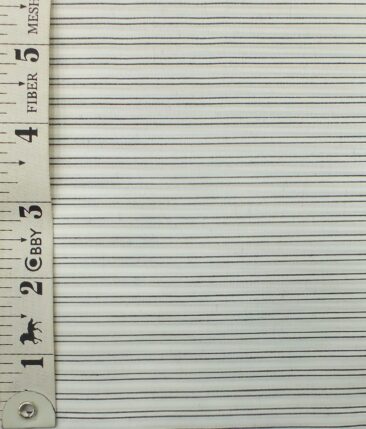 Combo of Raymond Blackish Grey Self Design Trouser Fabric With Bombay Rayon White 100% Cotton Black Striped Shirt Fabric (Unstitched)