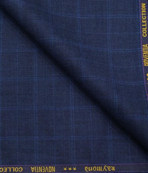 Combo of Raymond Dark Blue Broad Checks Trouser Fabric With Bombay Rayon White 100% Cotton Blue Paisley Print Shirt Fabric (Unstitched)