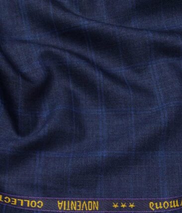 Combo of Raymond Dark Blue Broad Checks Trouser Fabric With Bombay Rayon White 100% Cotton Blue Paisley Print Shirt Fabric (Unstitched)