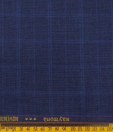 Combo of Raymond Dark Blue Broad Checks Trouser Fabric With Bombay Rayon White 100% Cotton Blue Paisley Print Shirt Fabric (Unstitched)