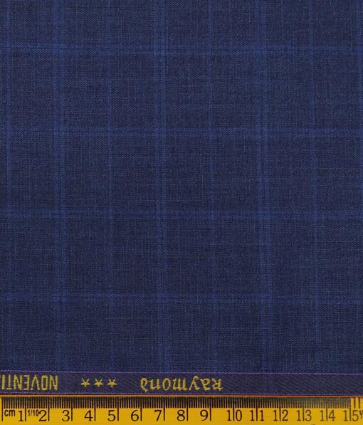 Combo of Raymond Dark Blue Broad Checks Trouser Fabric With Bombay Rayon White 100% Cotton Blue Paisley Print Shirt Fabric (Unstitched)