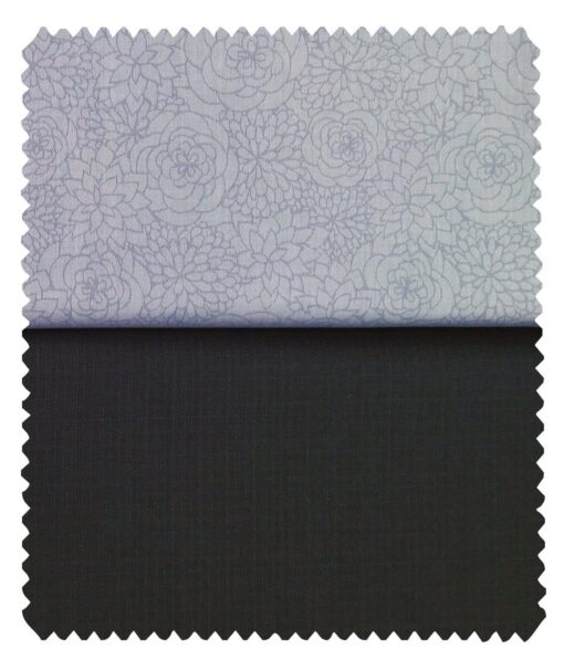Combo of Raymond Blackish Grey Self Design Trouser Fabric With Fabio Rossini Light Grey 100% Cotton Jacquard Shirt Fabric (Unstitched)