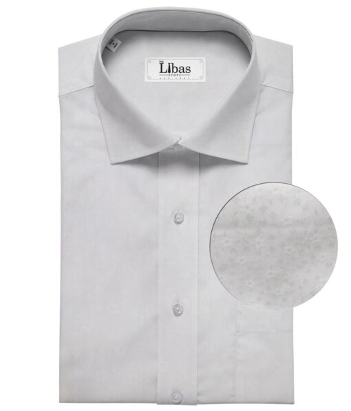 Raymond White 100% Egyptian Giza Cotton Self Floral Jacquard Shirting Fabric