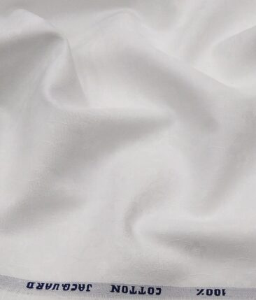 Raymond White 100% Egyptian Giza Cotton Self Floral Jacquard Shirting Fabric