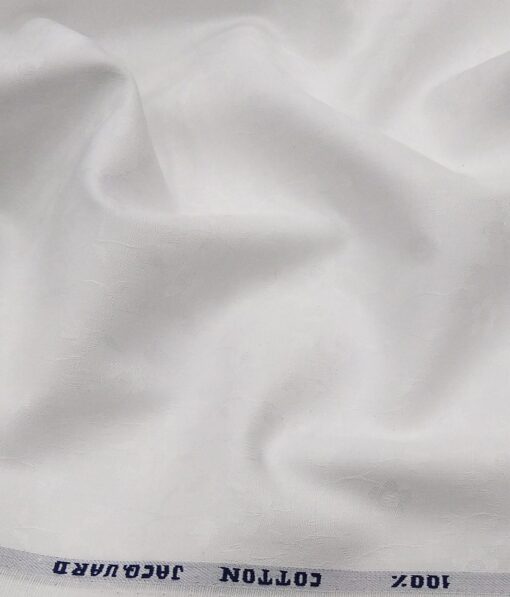 Raymond White 100% Egyptian Giza Cotton Self Floral Jacquard Shirting Fabric