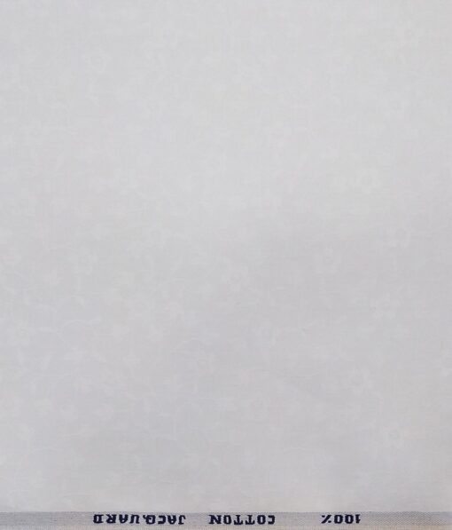Raymond White 100% Egyptian Giza Cotton Self Floral Jacquard Shirting Fabric
