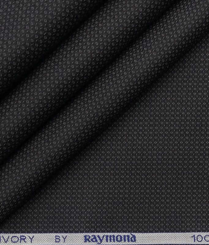 Raymond Black 100% Egyptian Giza Cotton Grey Jacquard Structure Shirting Fabric
