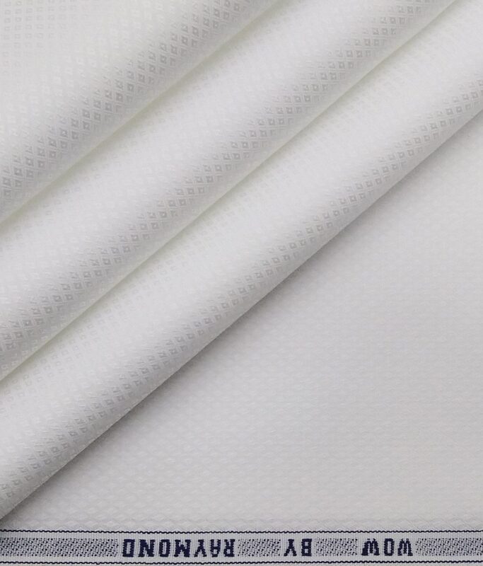 Raymond White 100% Egyptian Giza Cotton Diamond Jacquard Shirting Fabric