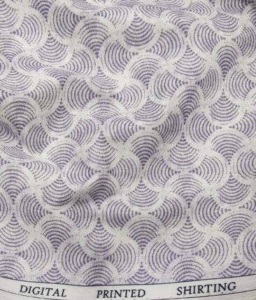Raymond White 100% Giza Cotton Purple Print Shirting Fabric