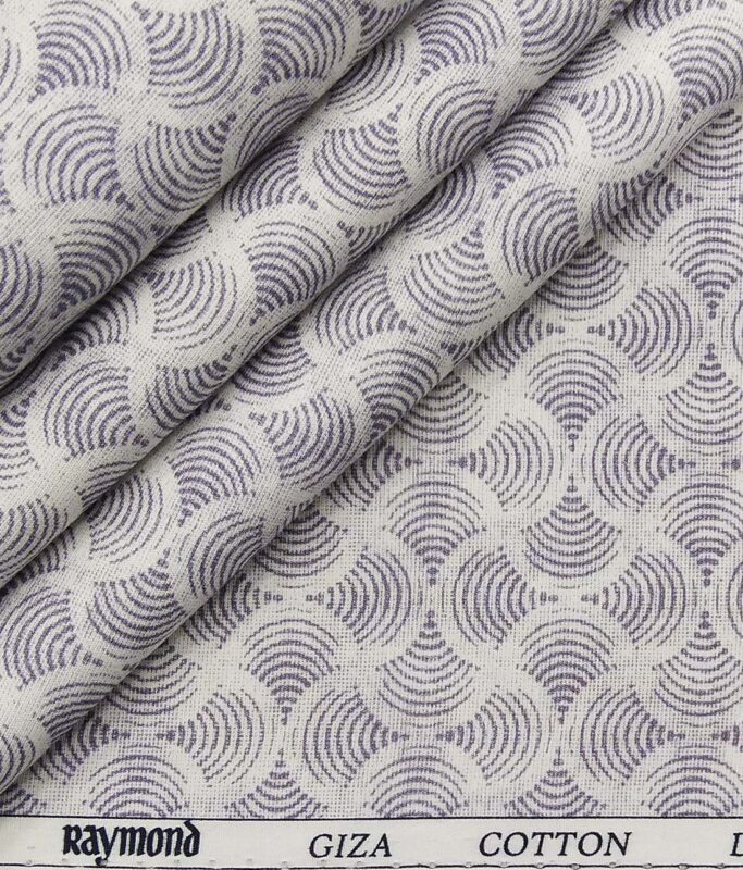 Raymond White 100% Giza Cotton Purple Print Shirting Fabric