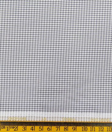 Raymond White Poly Cotton Light Grey Checks Shirting Fabric