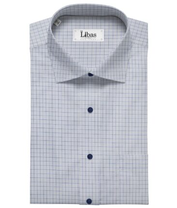 Soktas SkyBlue 100% Giza Cotton Checks Shirt Fabric (1.60 M)