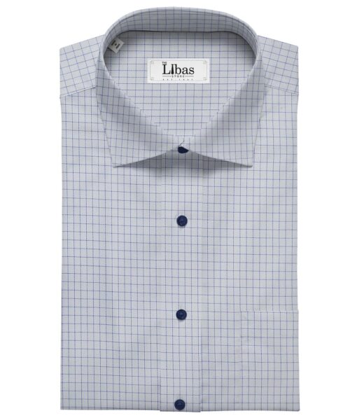 Soktas SkyBlue 100% Giza Cotton Checks Shirt Fabric (1.60 M)