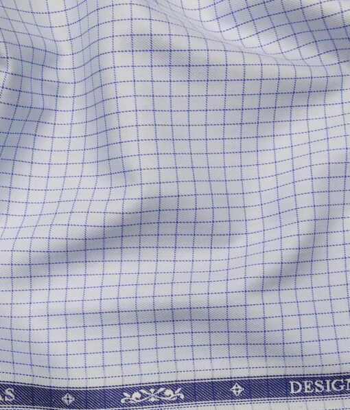 Soktas SkyBlue 100% Giza Cotton Checks Shirt Fabric (1.60 M)
