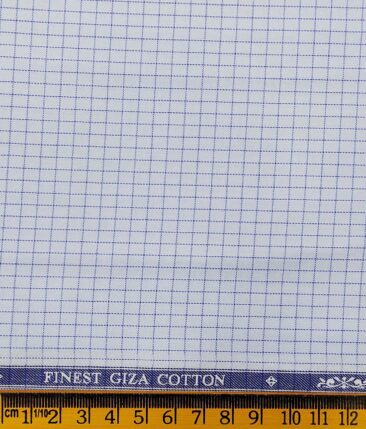 Soktas SkyBlue 100% Giza Cotton Checks Shirt Fabric (1.60 M)