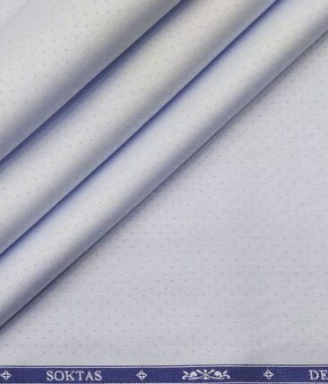 Soktas Sky Blue 100% Giza Cotton Self Dobby Shirt Fabric (1.60 M)