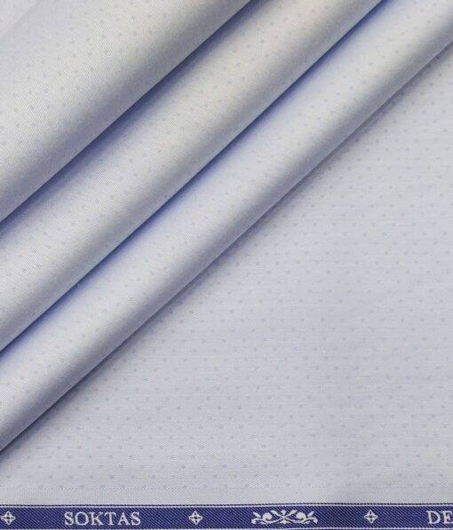 Soktas Sky Blue 100% Giza Cotton Self Dobby Shirt Fabric (1.60 M)