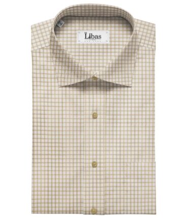 Soktas Cream 100% Supima Cotton Super 70's Light Brown Checks Shirt Fabric (1.60 M)