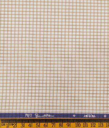 Soktas Cream 100% Supima Cotton Super 70's Light Brown Checks Shirt Fabric (1.60 M)
