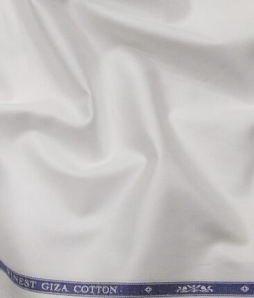 Soktas White 100% Egyptian Giza Cotton 2 Ply Solid Twill Weave Shirting Fabric