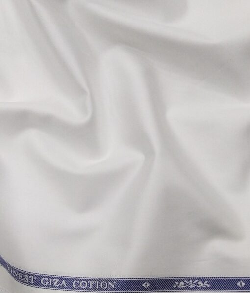 Soktas White 100% Egyptian Giza Cotton 2 Ply Solid Twill Weave Shirting Fabric