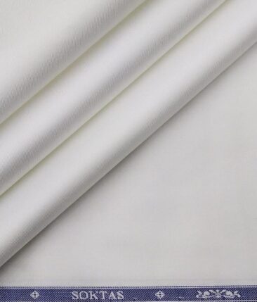 Soktas White 100% Egyptian Giza Cotton 2 Ply Solid Twill Weave Shirting Fabric