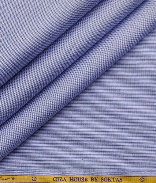 Soktas Light Blue 100% Egyptian Giza Cotton Super 120's 2 Ply Self Design Shirting Fabric